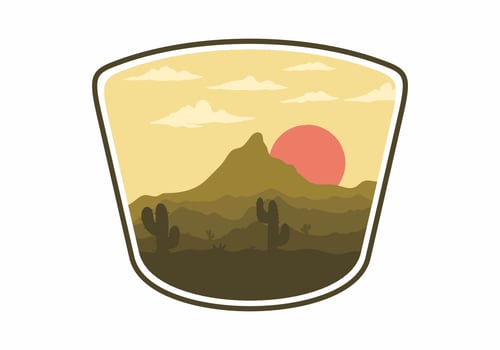Colorful desert landscape with cactus trees illustration vector