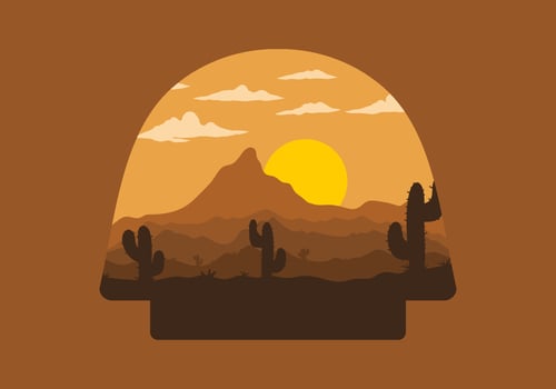 Colorful desert landscape with cactus trees illustration vector