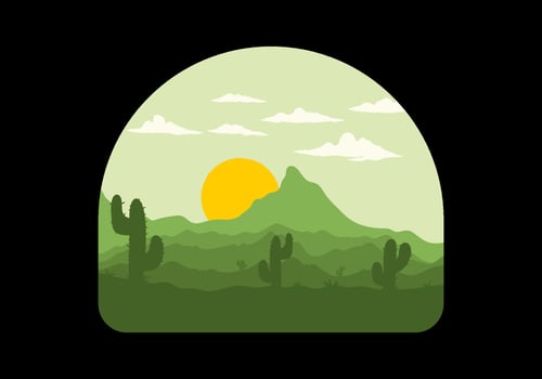 Colorful desert landscape with cactus trees illustration vector