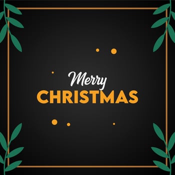 Greeting card for social media merry christmas With flower decoration and black color vector