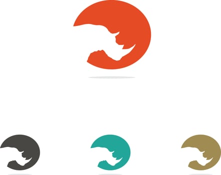 Rhino logo, abstract wildlife animal vector design