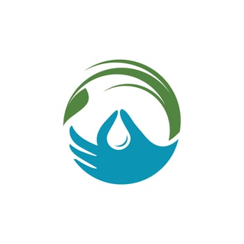 Water drop with leaf vector illustration