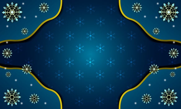 Dark blue color winter and christmas background with snowflakes vector