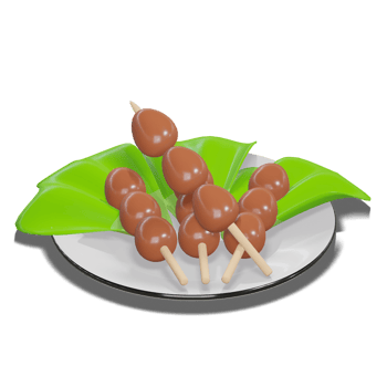 Soy Quail Eggs Satay 3d with Transparency Background png