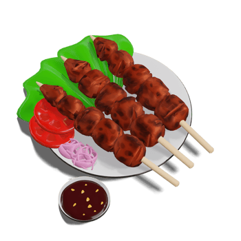 Chicken Satay with Peanut Sauce 3d Transparency Background png