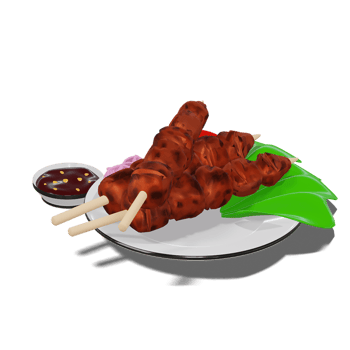 Chicken Satay with Peanut Sauce 3d Transparency Background png