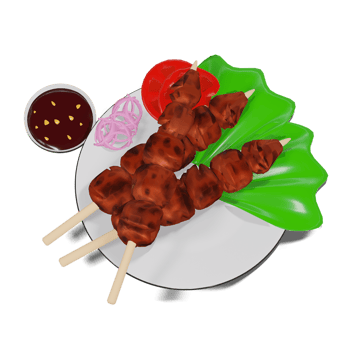 Chicken Satay with Peanut Sauce 3d Transparency Background png