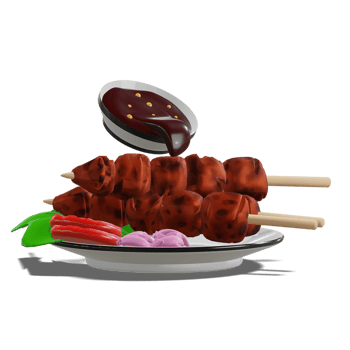 Chicken Satay with Peanut Sauce 3d Transparency Background png