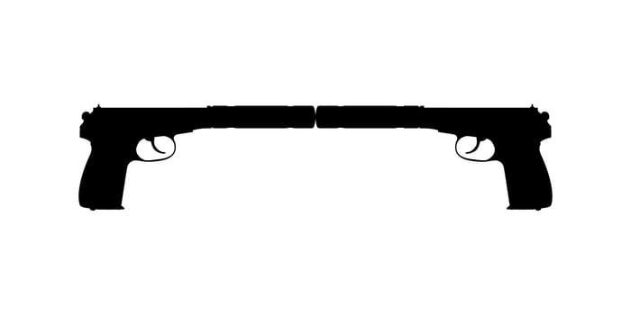 Silhouette Pistol Gun Pistol for Art Illustration, Logo, Pictogram, Website or Graphic Design Element. Vector Illustration