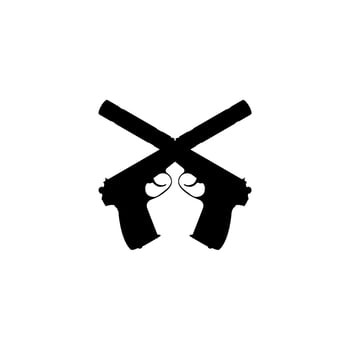 Silhouette Pistol Gun Pistol for Art Illustration, Logo, Pictogram, Website or Graphic Design Element. Vector Illustration