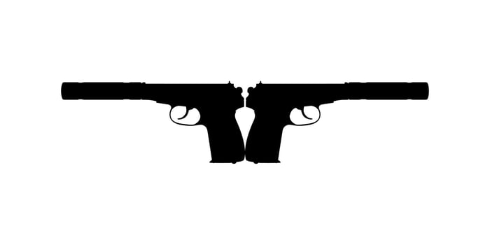 Silhouette Pistol Gun Pistol for Art Illustration, Logo, Pictogram, Website or Graphic Design Element. Vector Illustration