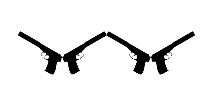 Silhouette Pistol Gun Pistol for Art Illustration, Logo, Pictogram, Website or Graphic Design Element. Vector Illustration