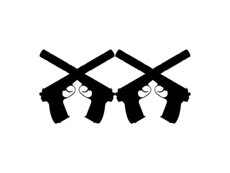 Silhouette Pistol Gun Pistol for Art Illustration, Logo, Pictogram, Website or Graphic Design Element. Vector Illustration