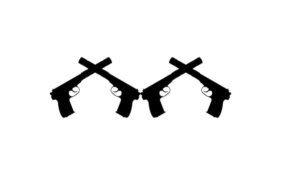 Silhouette Pistol Gun Pistol for Art Illustration, Logo, Pictogram, Website or Graphic Design Element. Vector Illustration