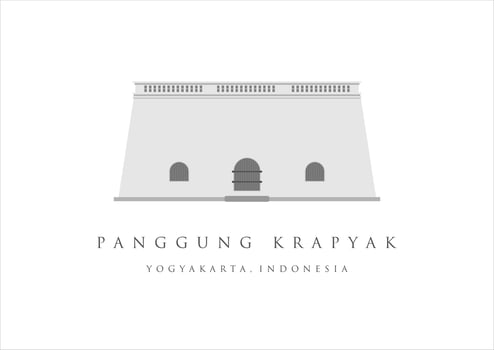 Panggung Krapyak landmark building of Yogyakarta. Heritage tourism of Indonesia. Jogjakarta old building vector illustration
