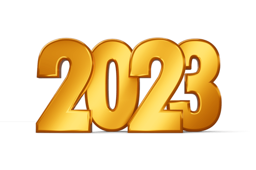 Gold 2023, happy new year two thousand twenty three, 3d rendering png