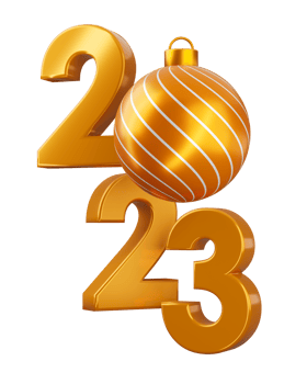 Gold 2023, happy new year two thousand twenty three, 3d rendering png