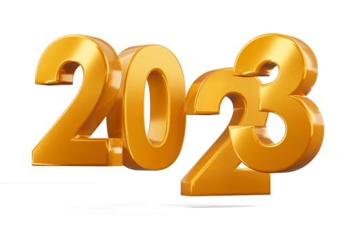 Gold 2023, happy new year two thousand twenty three, 3d rendering png