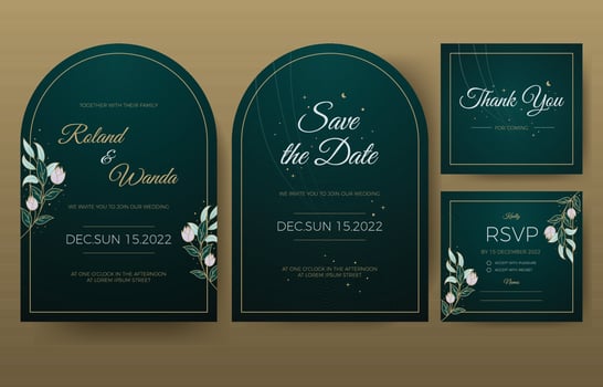 Luxury Wedding Invitation with Flower and Gold Color vector