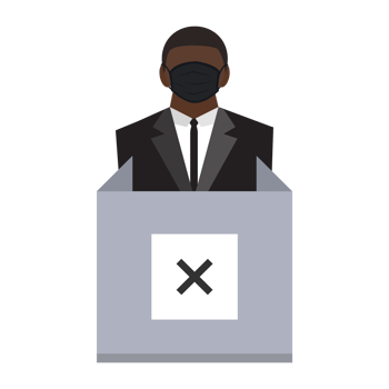 worker voter with right mark at polling station png