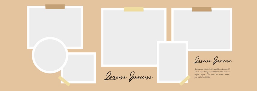 Pictures or photos frame collage. comics page grid layout abstract photo frames and digital photo wall template vector