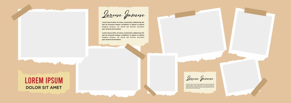Pictures or photos frame collage. comics page grid layout abstract photo frames and digital photo wall template vector