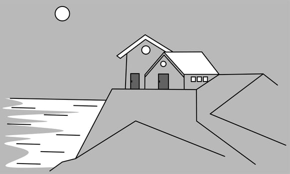 Landscape winter illustration, simple design with elegance concept vector