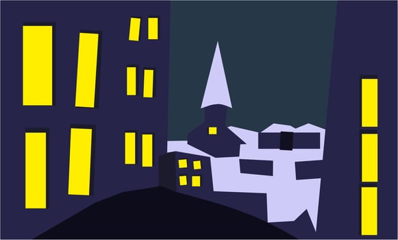 Landscape winter illustration, simple design with elegance concept vector