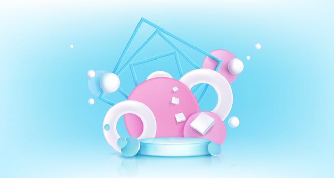 Round podium with abstract geometric background vector