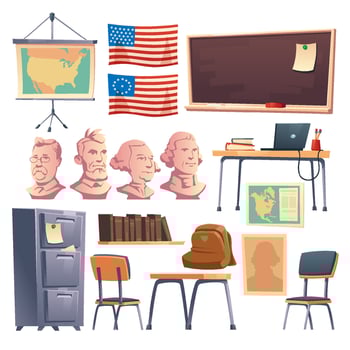 School cabinet history interior furniture or stuff vector