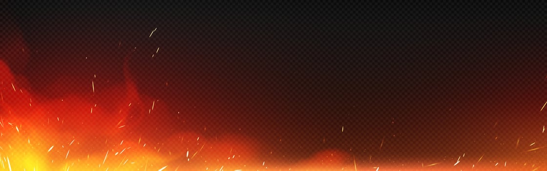 Vector realistic fire with sparks and smoke