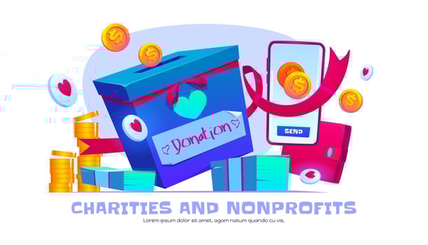 Charity and nonprofit organization cartoon banner vector