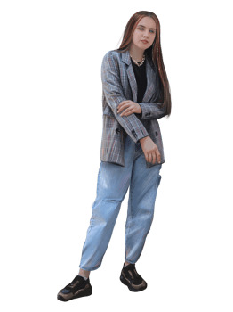girl in ripped jeans and a blazer png