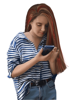 girl looking at smartphone screen illustration png