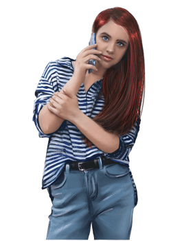 girl talking on smartphone illustration png