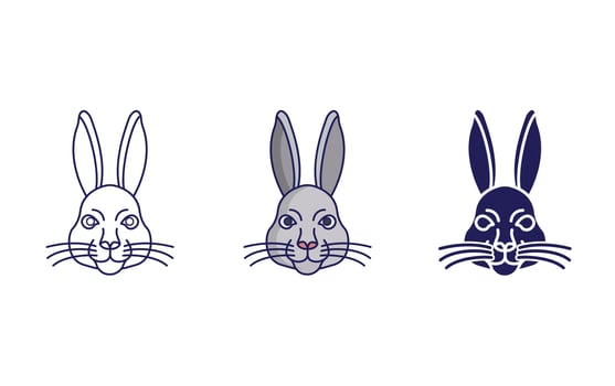 Rabbit face line and glyph icon, vector illustration