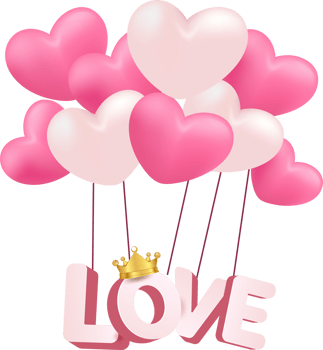 Pink Balloons Valentine Illustration png