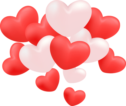 Red Balloons Valentine Illustration png