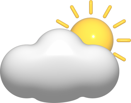 3D Sun and cloud white. 3d weather element png