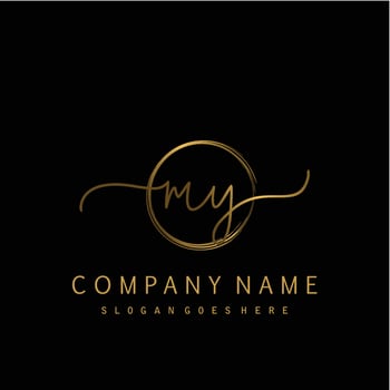 Initial MY handwriting logo with circle hand drawn vector