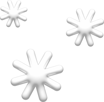 3D white snowflakes icon. 3d snow weather element isolated on white background. Realistic glossy plastic 3d render design illustration for forecast, social media or Christmas decoration. png