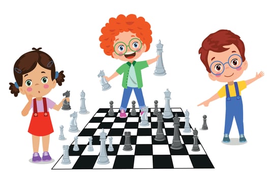 Cartoon Character Playing Chess Game vector