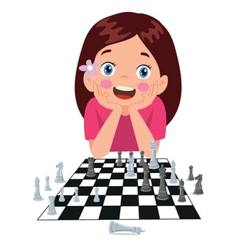 Cartoon Character Playing Chess Game vector
