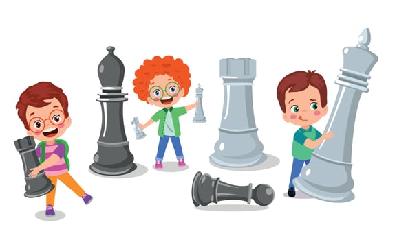 Cartoon Character Playing Chess Game vector