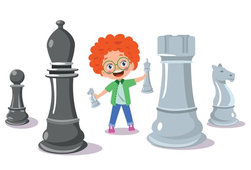 Cartoon Character Playing Chess Game vector