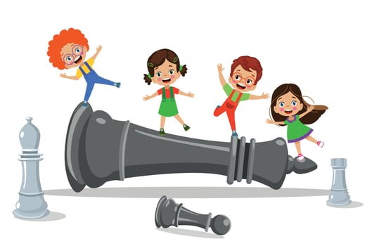 Cartoon Character Playing Chess Game vector