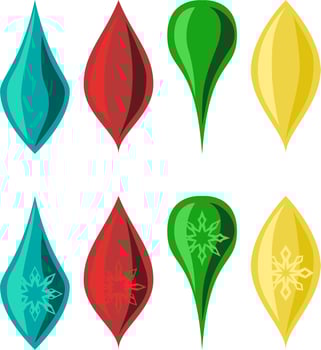 Assortment Christmas Holiday Tree Ornaments With Snowflakes Red Green Blue Yellow Vector