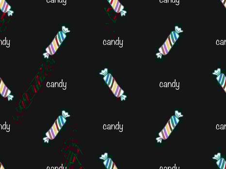 Candy cartoon character seamless pattern on black background vector