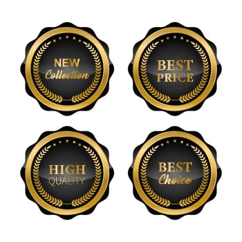 Luxury gold badges and labels premium quality product. vector