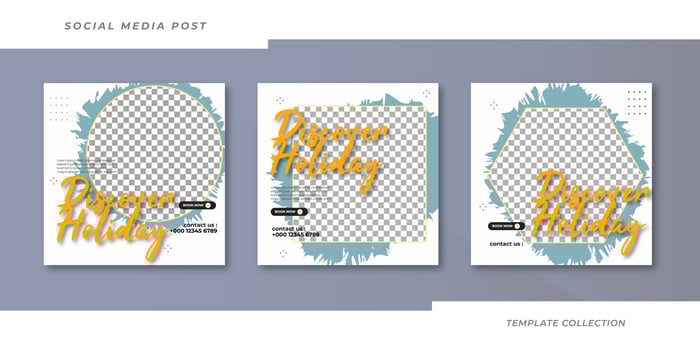 Dream holiday social media post or holiday vacation summer beach social media square flyer, vector